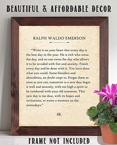 Ralph Waldo Emerson - Write It On Your Heart - 11x14 Unframed Typography Book Page Print - Great Motivational and Inspirational Gift and Decor Under $15